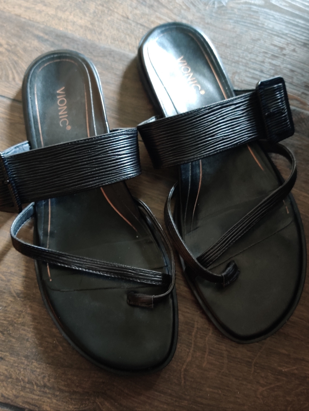 Vionic Womens Julep Black Sandals Size 10 Orthotic Design